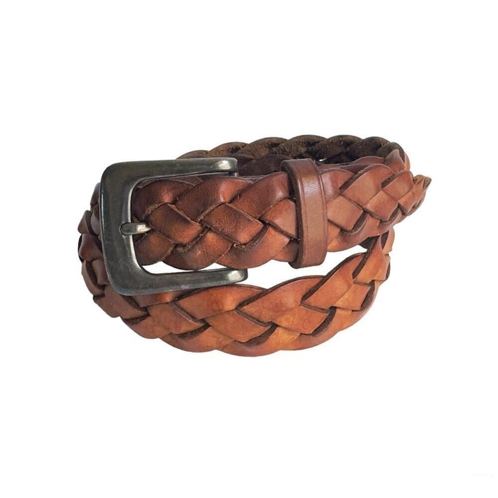 Vintage Brown Woven Leather Belt Western Distressed Boho Wide‎ Braided 28 Small